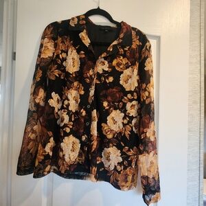 Jane and Delancey Black and Gold Floral Blouse
